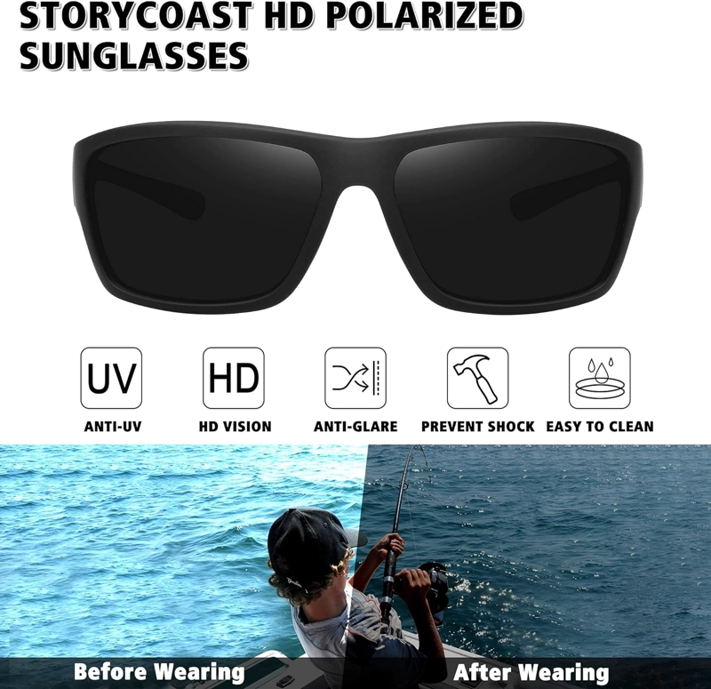 STORYCOAST GAFAS DE SOL DEPORTIVAS POLARIZADAS PARA HOMBRES Y MUJERES, MARCO IRROMPIBLE, CICLISMO, PESCA, CONDUCCIÓN - 5
