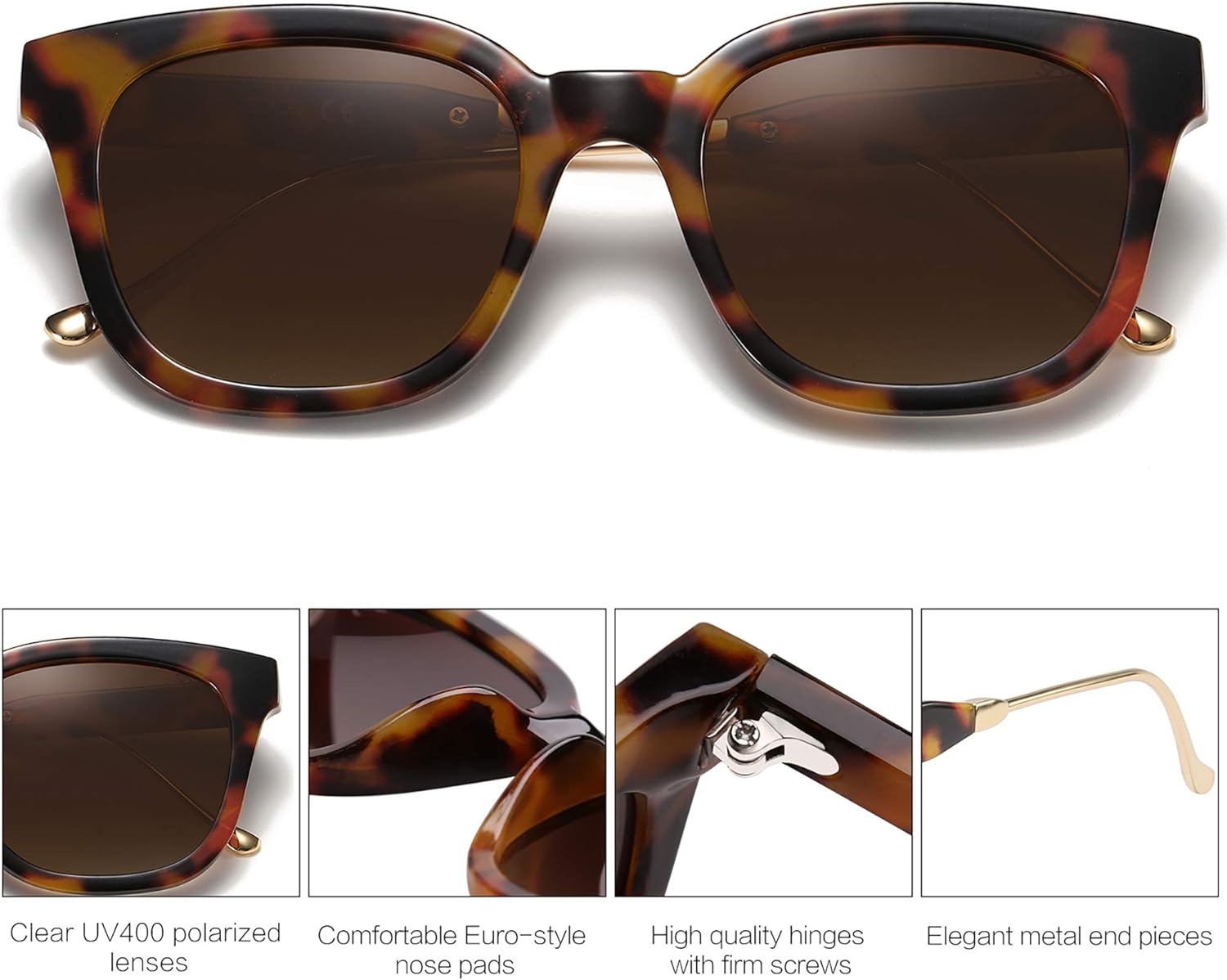 SOJOS LENTES DE SOL POLARIZADOS CUADRADOS CLÁSICOS PARA MUJERES Y HOMBRES, RETRO, MODERNOS, PROTECCIÓN ULTRAVIOLETA UV400 SJ2050 - 3
