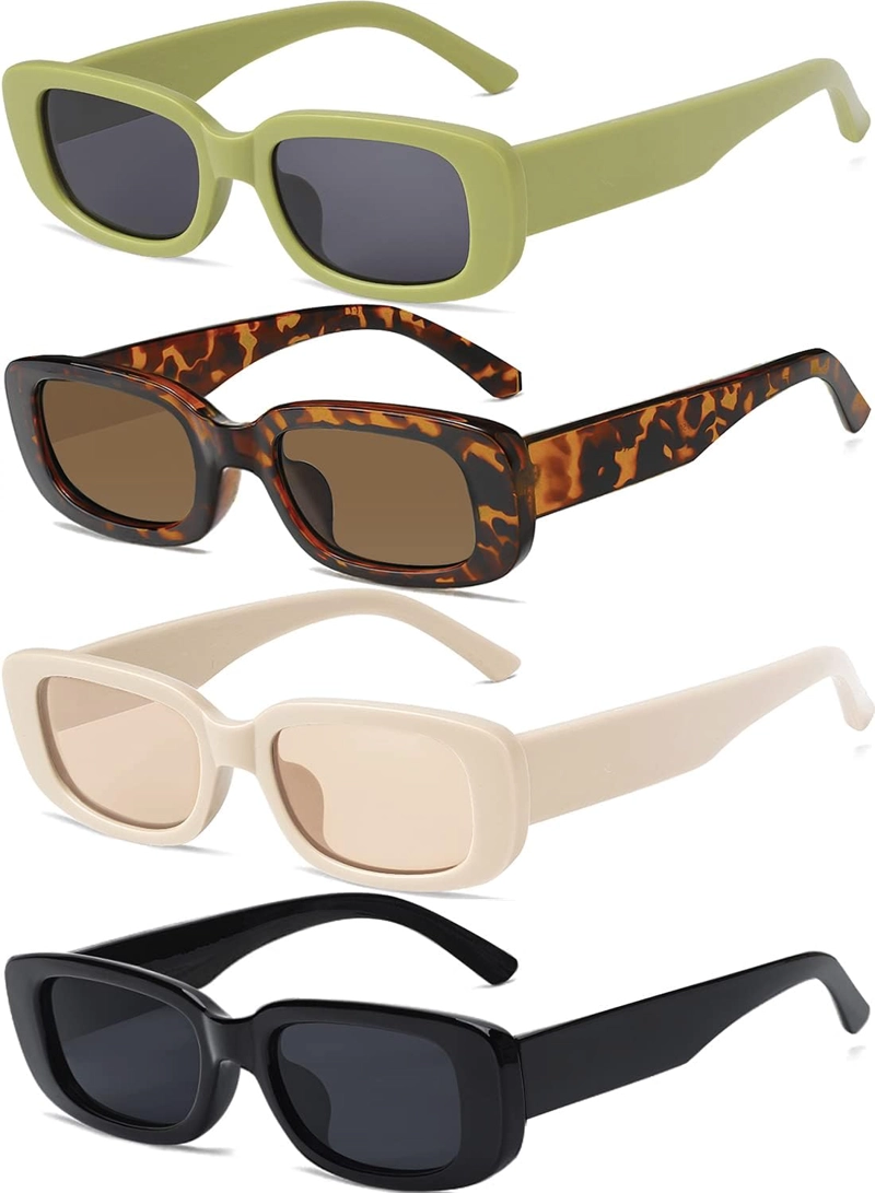 TSKESTVY 4 LENTES DE SOL RETRO VINTAGE PEQUEÑOS RECTANGULARES CUADRADOS DE LOS AÑOS 90, LENTES DE MODA Y2K PARA MUJER - 1