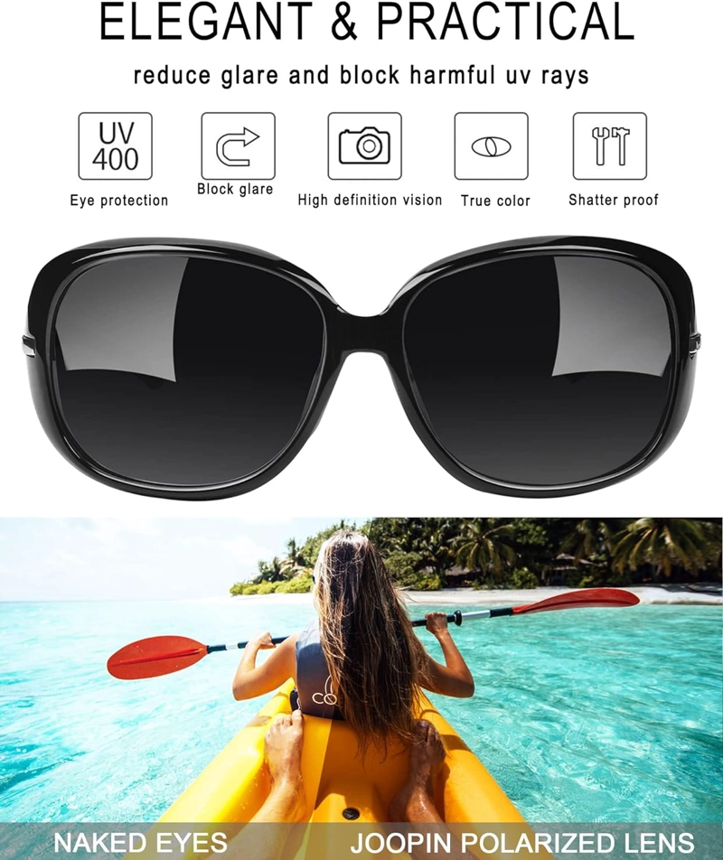JOOPIN GAFAS DE SOL POLARIZADAS PARA MUJER, DE GRAN TAMAÑO, GRANDES, PARA CONDUCIR, OJOS SENSIBLES, PROTECCIÓN UV, LENTES DE SOL - 3