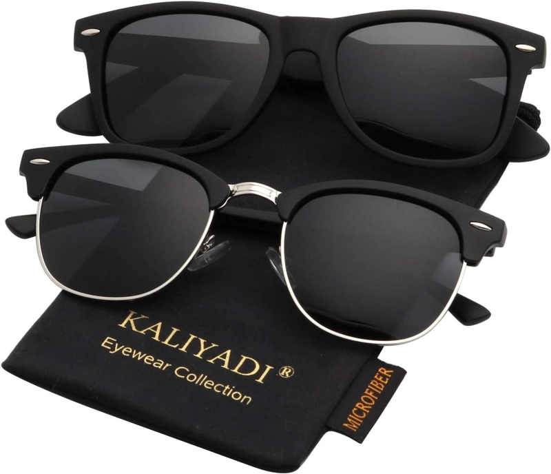KALIYADI - LENTES DE SOL POLARIZADOS PARA CONDUCIR, MEDIA MONTURA, CON BLOQUEO DE RAYOS ULTRAVIOLETA, PARA HOMBRE Y MUJER - 1