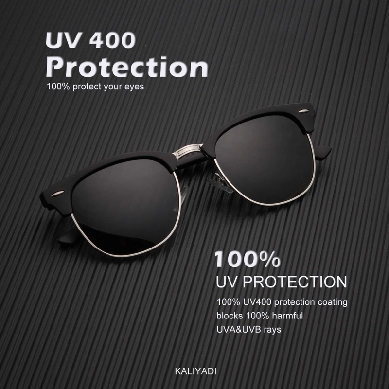 KALIYADI - LENTES DE SOL POLARIZADOS PARA CONDUCIR, MEDIA MONTURA, CON BLOQUEO DE RAYOS ULTRAVIOLETA, PARA HOMBRE Y MUJER - 4