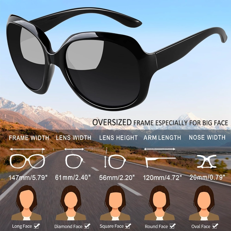 JOOPIN LENTES DE SOL POLARIZADOS PARA MUJER, DE GRAN TAMAÑO, DE GRAN TAMAÑO,PARA CONDUCIR,CON PROTECCIÓN UV,LENTES DE SOL GRANDES - 3