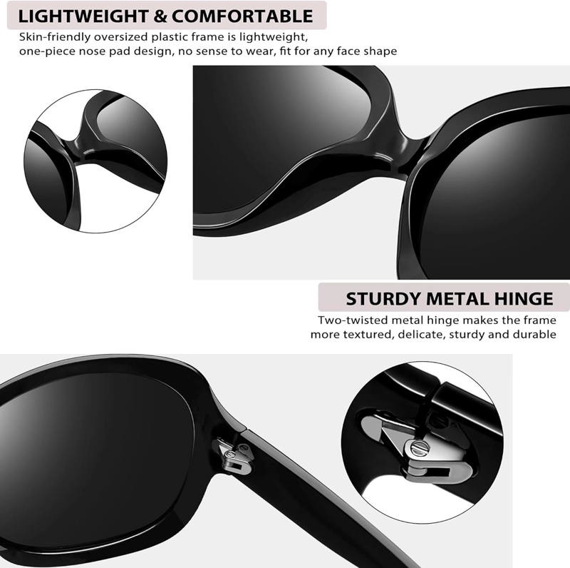 JOOPIN LENTES DE SOL POLARIZADOS PARA MUJER, DE GRAN TAMAÑO, DE GRAN TAMAÑO,PARA CONDUCIR,CON PROTECCIÓN UV,LENTES DE SOL GRANDES - 4