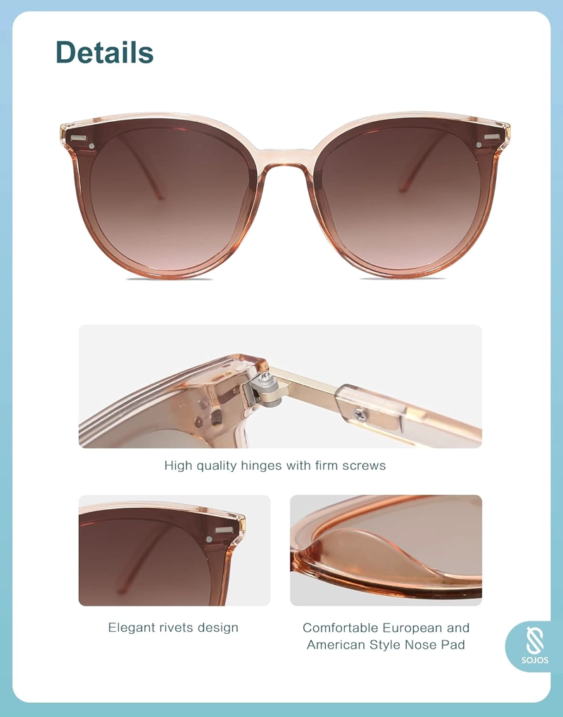SOJOS SJ2067 - LENTES DE SOL REDONDOS Y CLÁSICOS PARA MUJERES Y HOMBRES, DISEÑO RETRO VINTAGE, MARCO DE PLÁSTICO GRANDE - 4