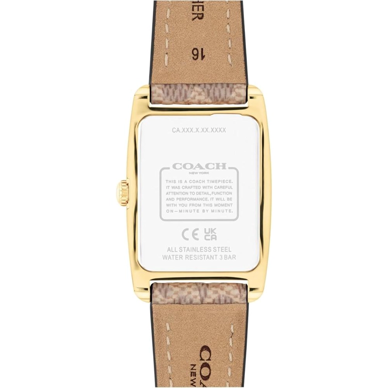 COACH RELOJ REESE DE CUARZO 2H CON CORREA DE CUERO RESISTENTE AL AGUA 3 ATM-30 METROS | ORO - MARRON - 3