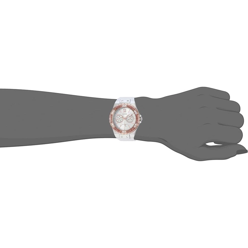 GUESS RELOJ DE SILICONA RESISTENTE A LAS MANCHAS DE ACERO INOXIDABLE PARA MUJER | ORO ROSA - BLANCO - 2