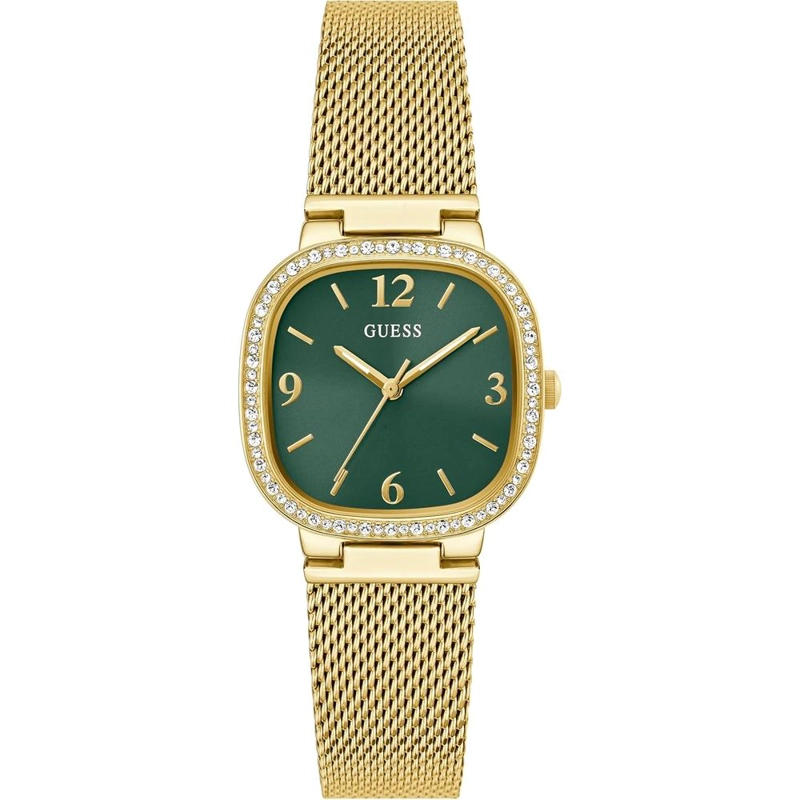 GUESS RELOJ DE PULSERA CUADRADO REDONDEADO | ORO - VERDE - 1