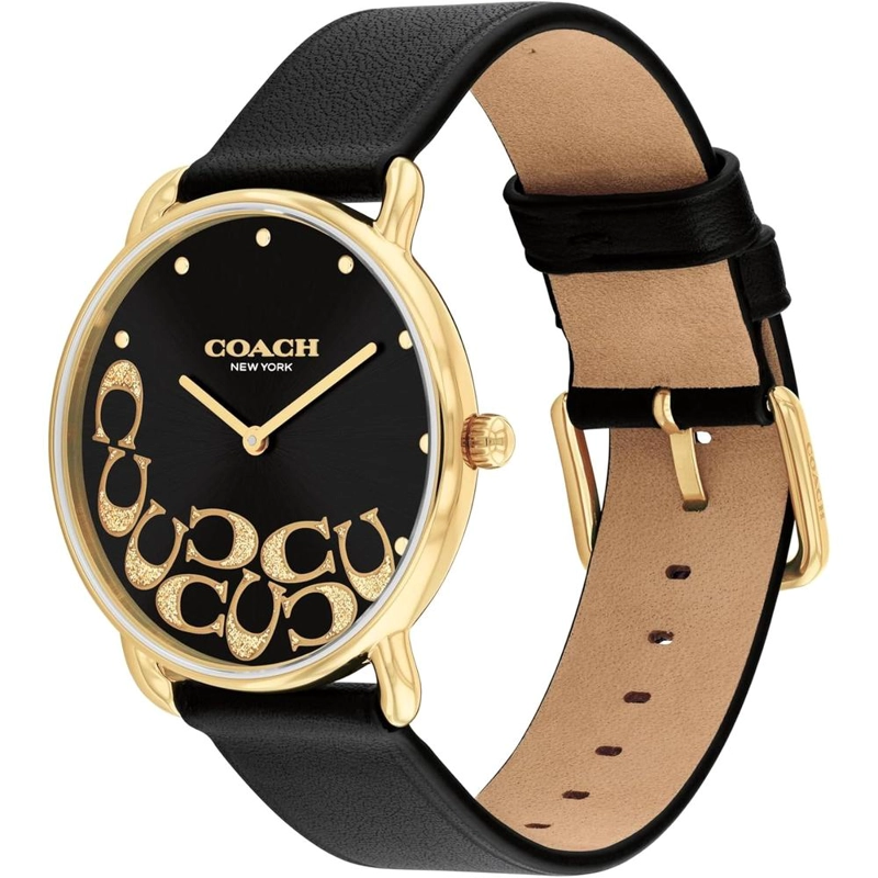 COACH RELOJ ELLIOT DISEÑO ELEGANTE CON SCATTER C'S ESTILO ATEMPORAL RESISTENTE AL AGUA 36MM | ORO - NEGRO - 2