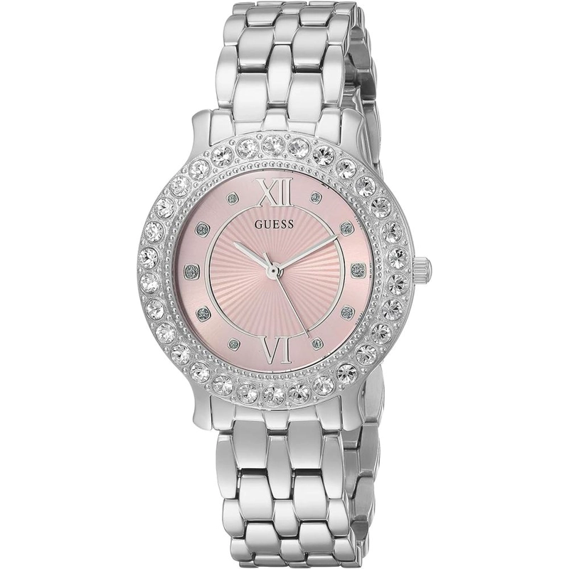 GUESS RELOJ DE PULSERA DE ACERO INOXIDABLE CRISTAL ROSA | SILVER - 1
