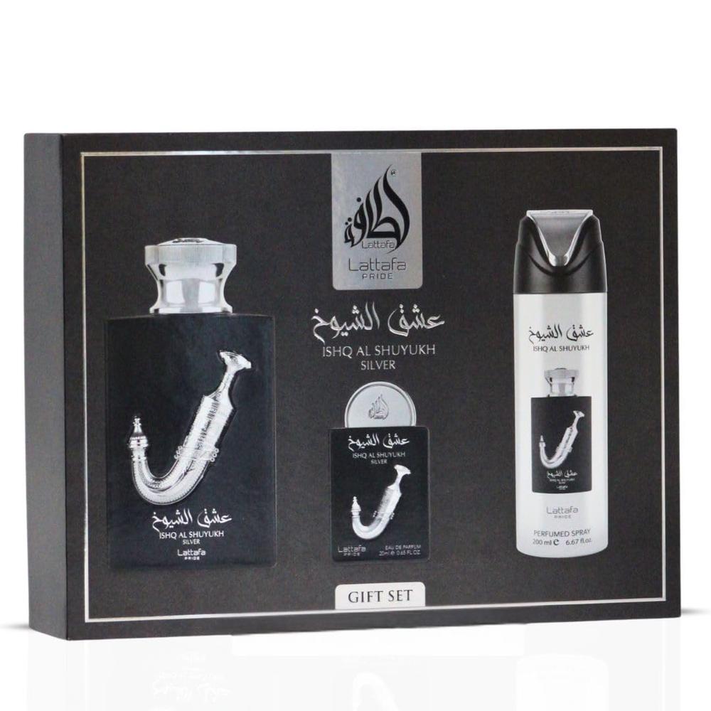 SET DE PERFUME LATTAFA PRIDE ISHQ AL SHUYUKH SILVER EDP HOMBRE - 1
