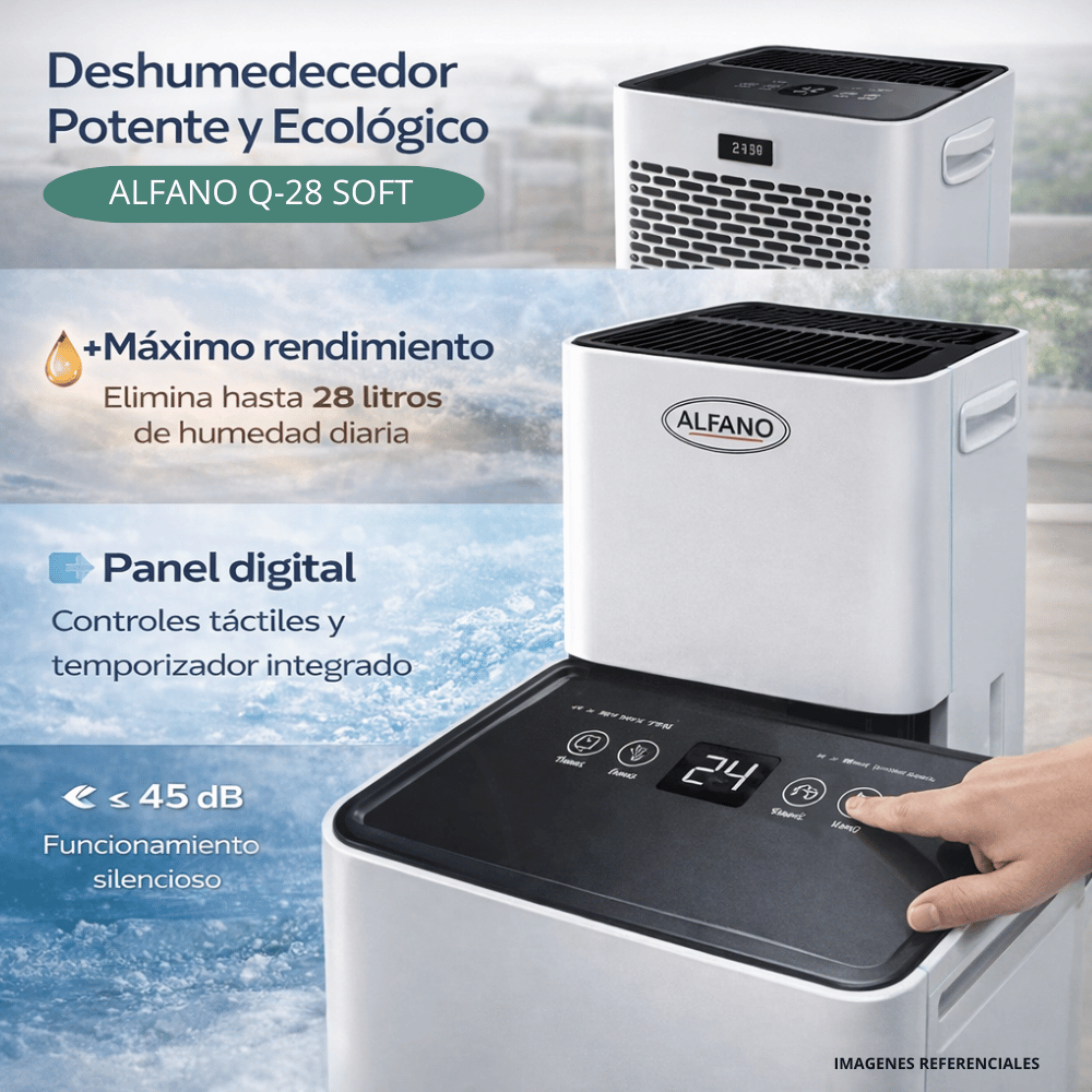 DESHUMEDECEDOR PORTÁTIL ALFANO HASTA 35 M² 28LTS POR DÍA DESHUMIDIFICADOR Q-28SOFT - 5