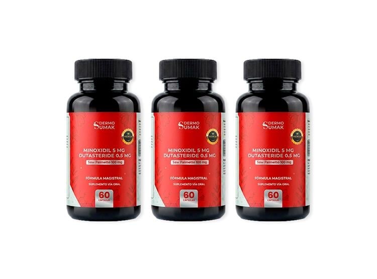 MINOXIDIL 5MG Y DUTAST. 0.5MG Y SAW PALMETTO 60 CAP.DERMO SUMAK 3UND - 1