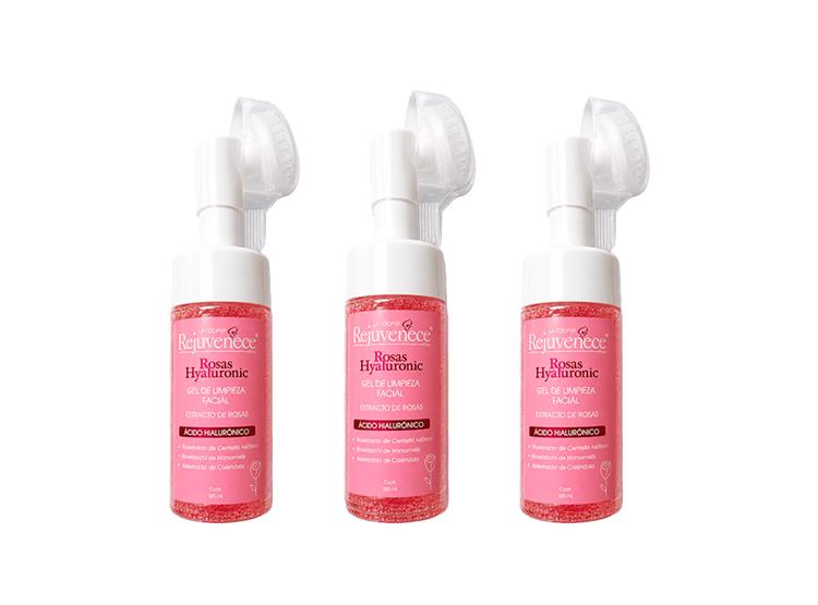 GEL DE LIMPIEZA EXTRACTO DE ROSAS CON ÁCIDO HIALURÓNICO 100ML 3 UND - 1