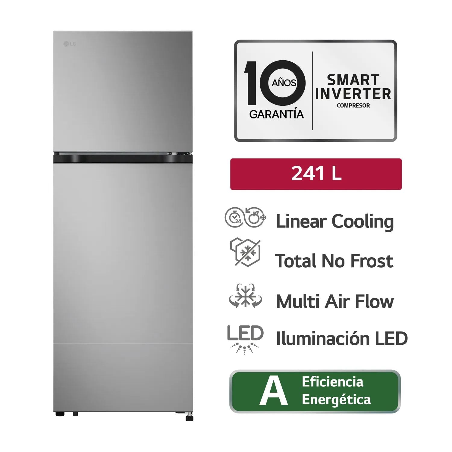REFRIGERADORA LG 241L NO FROST VT24BPY PLATEADO - 1