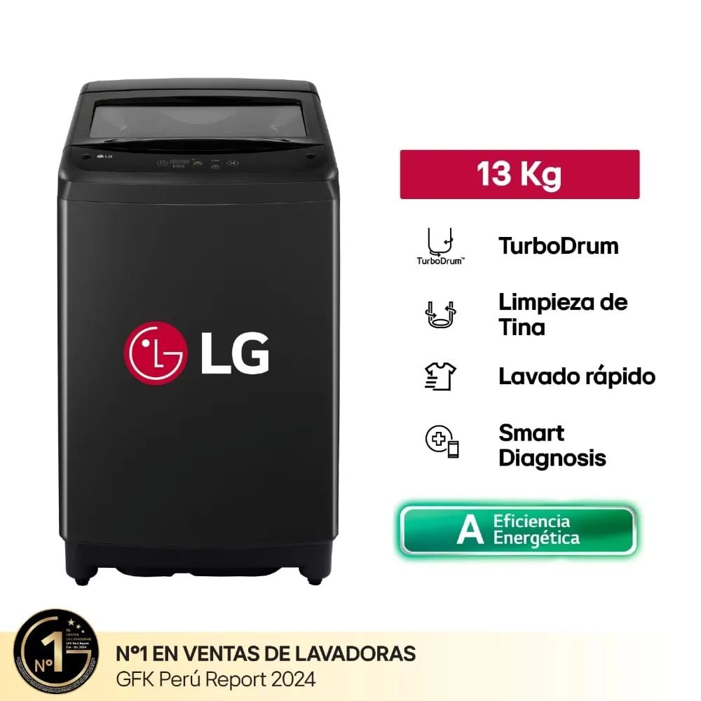 LAVADORA LG CARGA SUPERIOR 13KG WT13OBVTB NEGRO - 1