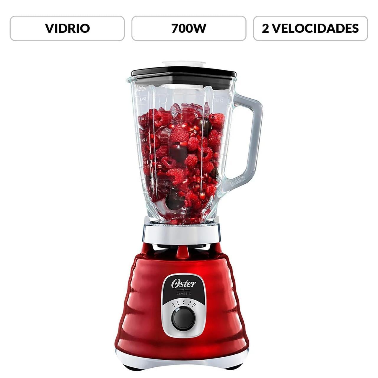 LICUADORA OSTER CLASICA 3 VELOCIDADES 1.25L ROJA BLST4126R-053 - 1
