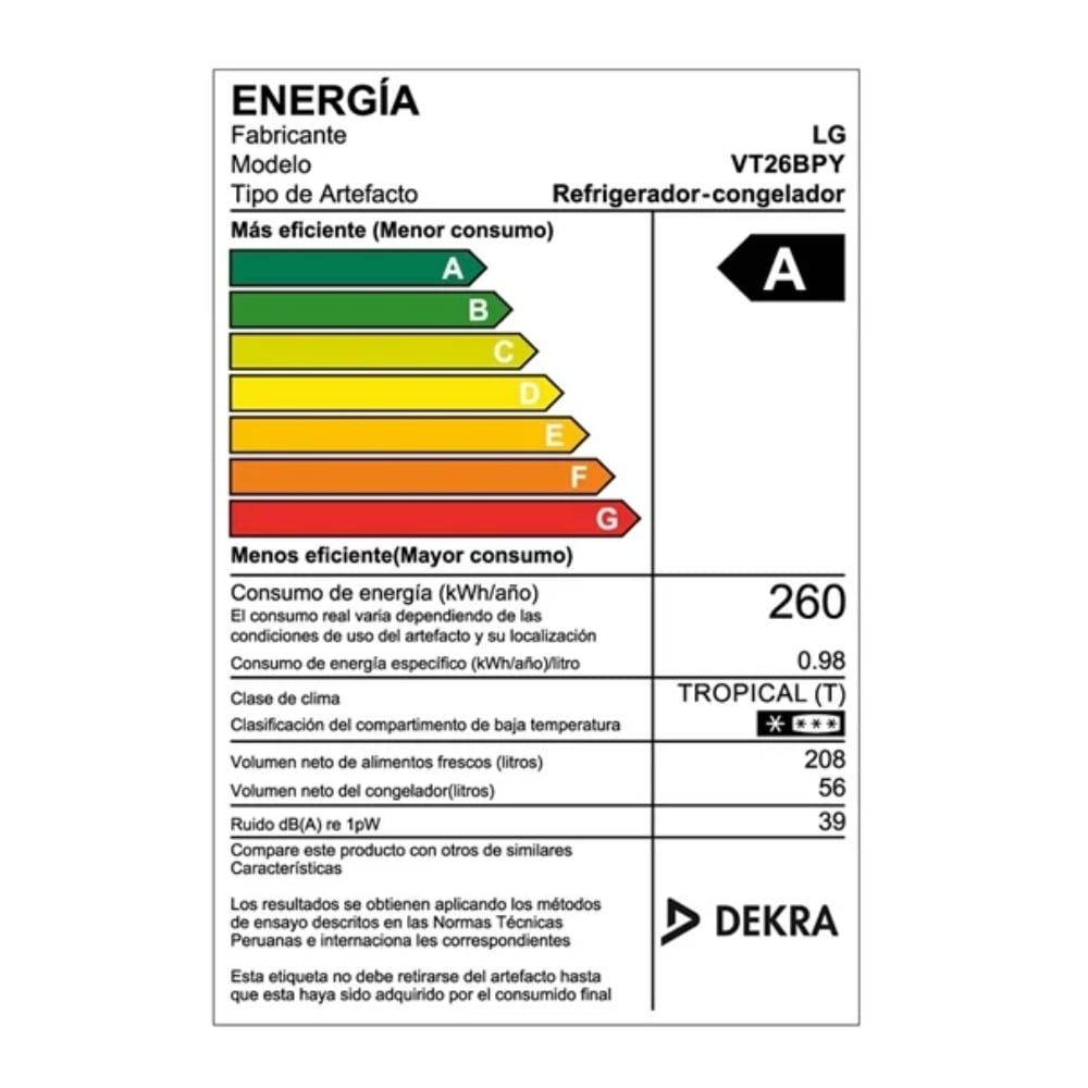 REFRIGERADORA 264LT LG COLOR GRIS OSCURO MOD VT26BPY - 8