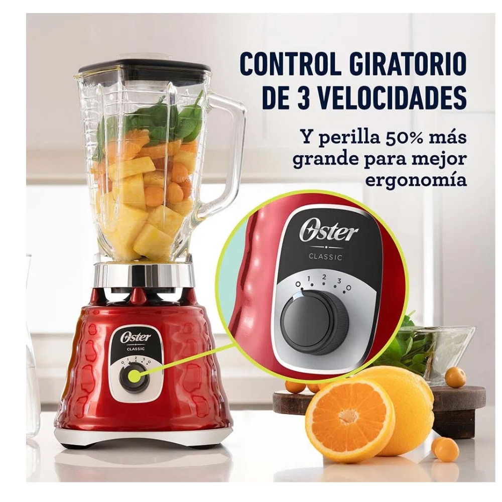 LICUADORA CLÁSICA OSTER 1.25LT 3 VELOCIDADES COLOR ROJO MOD BLST4126R - 6