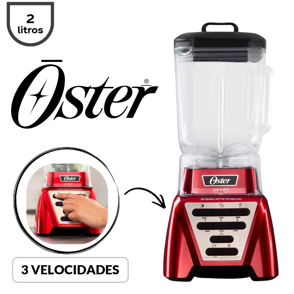 LICUADORA OSTER 2LT 3 VELOCIDADES 1500W COLOR ROJO MOD BLST3A-R2G-053 - 1