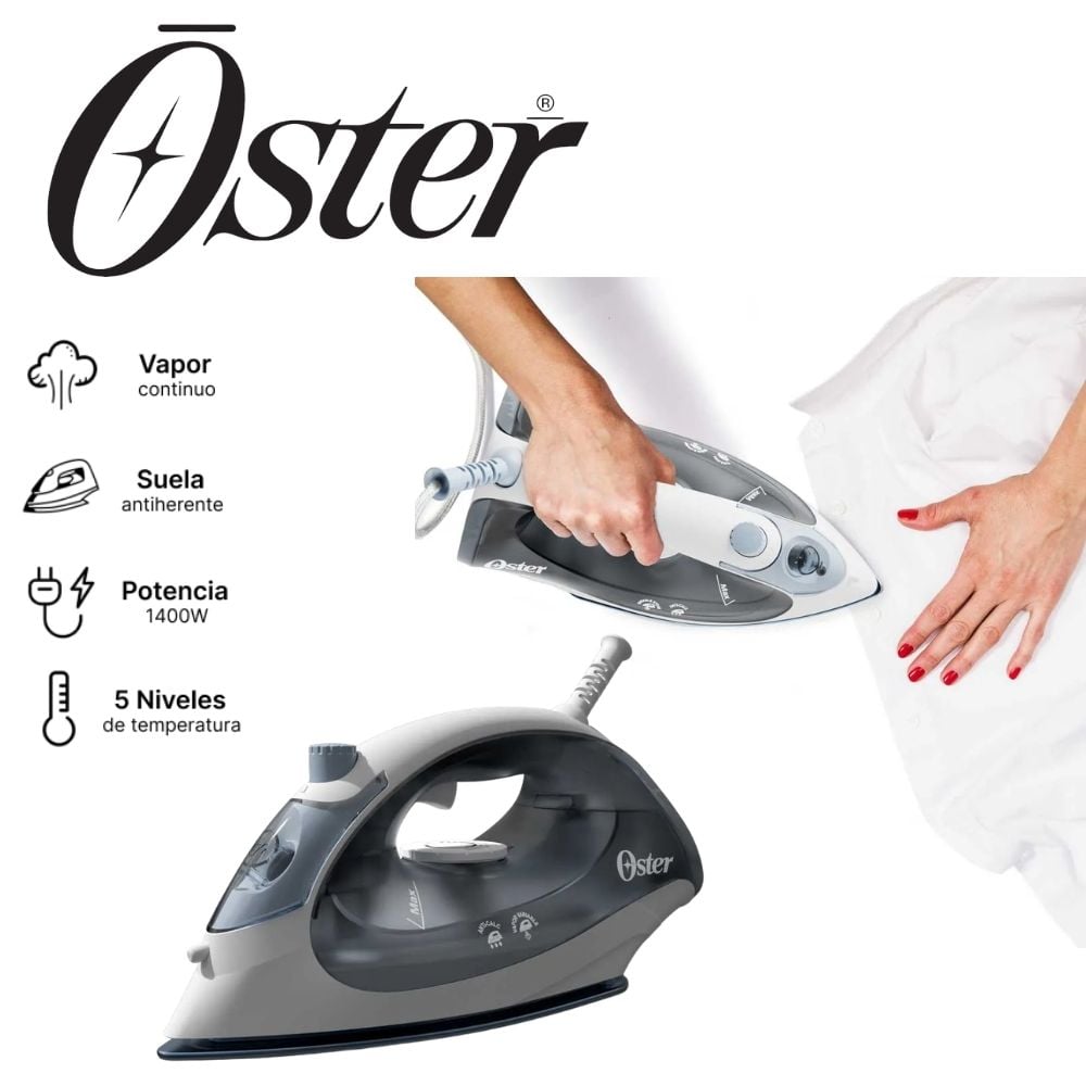PLANCHA DE VAPOR OSTER SUELA CERÁMICA COLOR GRIS MOD GCSTBS5001-053 - 1