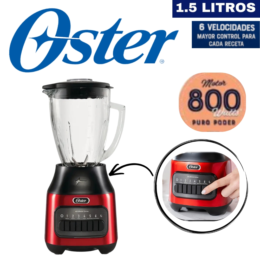 LICUADORA OSTER 6 VELOCIDADES COLOR ROJO MOD BLSTPEG-CPB - 1