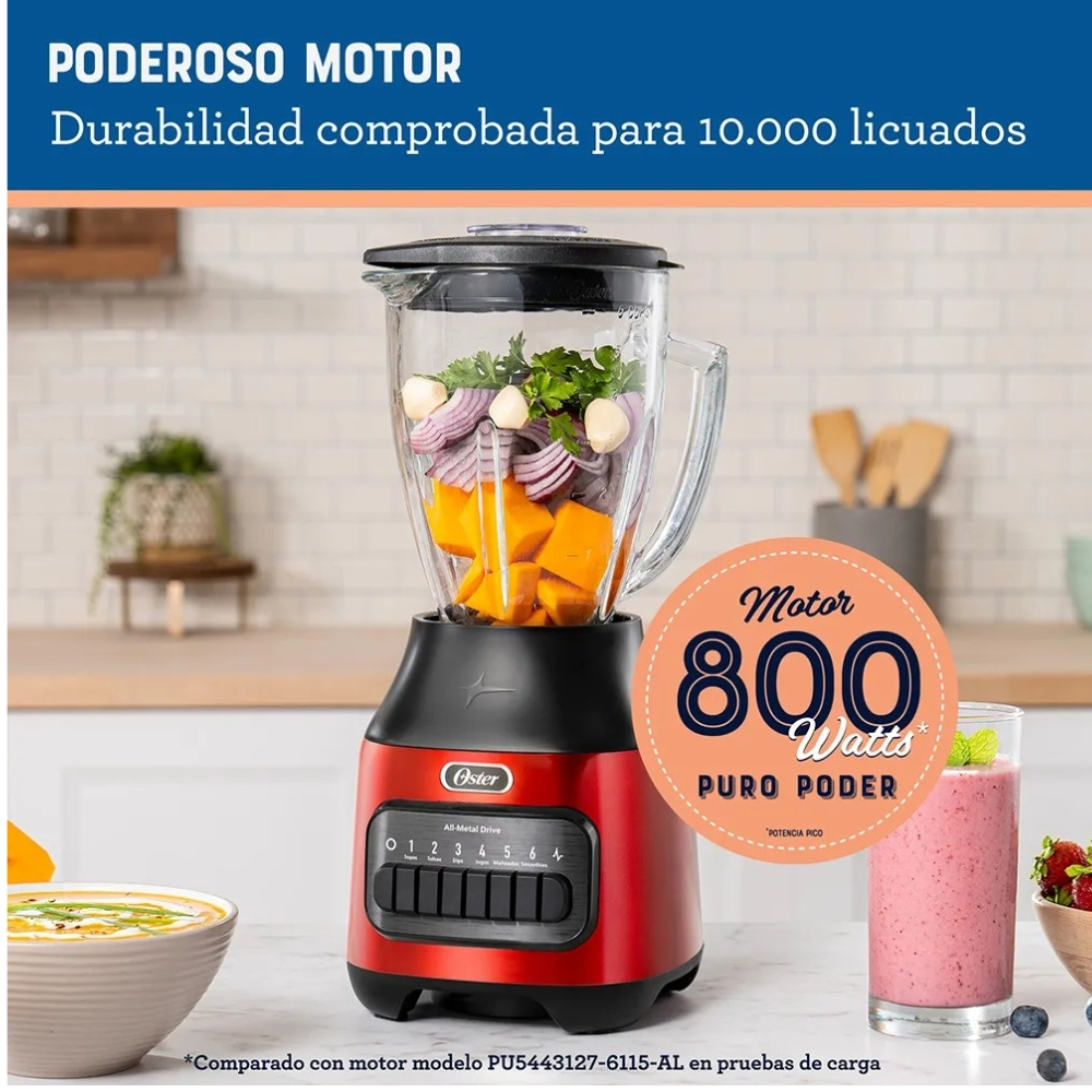 LICUADORA OSTER 6 VELOCIDADES COLOR ROJO MOD BLSTPEG-CPB - 2