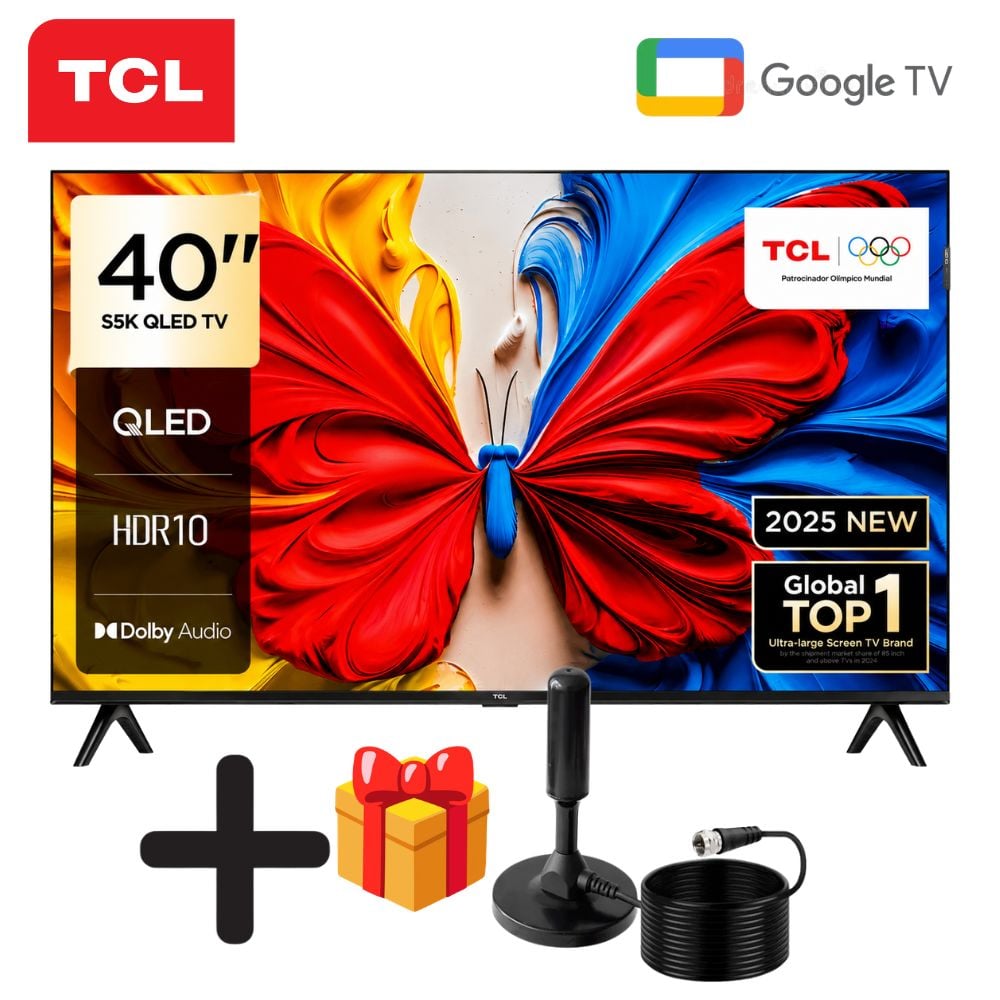 TELEVISOR TCL QLED 40 FHD SMART GOOGLE TV 40S5K + ANTENA DIGITAL - 1