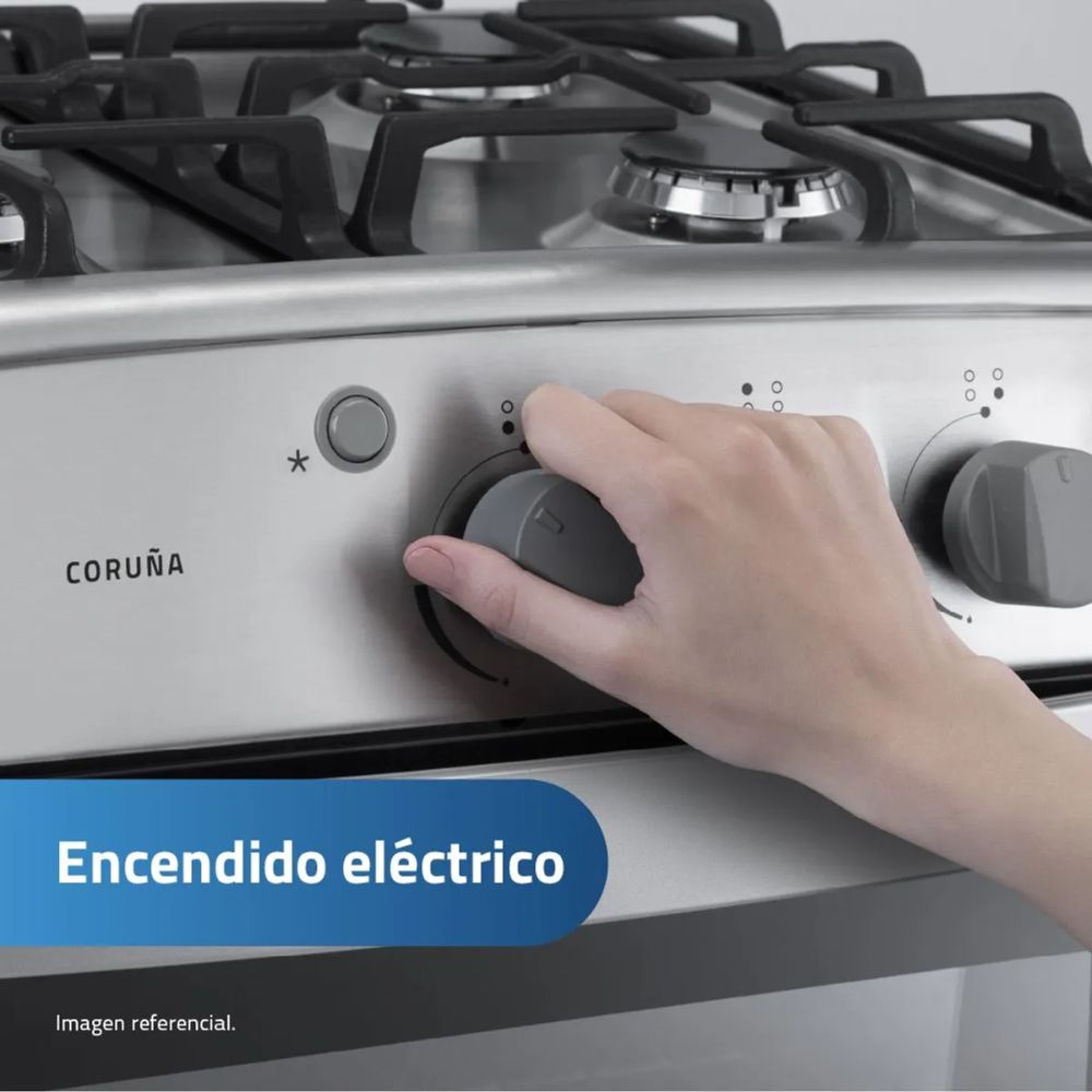 COMBO COCINA INDURAMA CORUÑA 4 HORNILLAS CROMA + HORNO MICROONDAS INDURAMA 20L MWI-20TCRP CROMA - 4