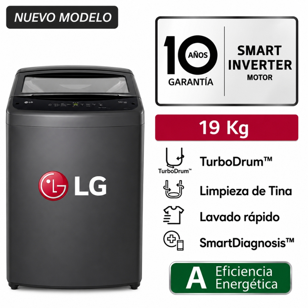 LAVADORA LG 19KG COLOR NEGRO MOD WT19BVTB - 1