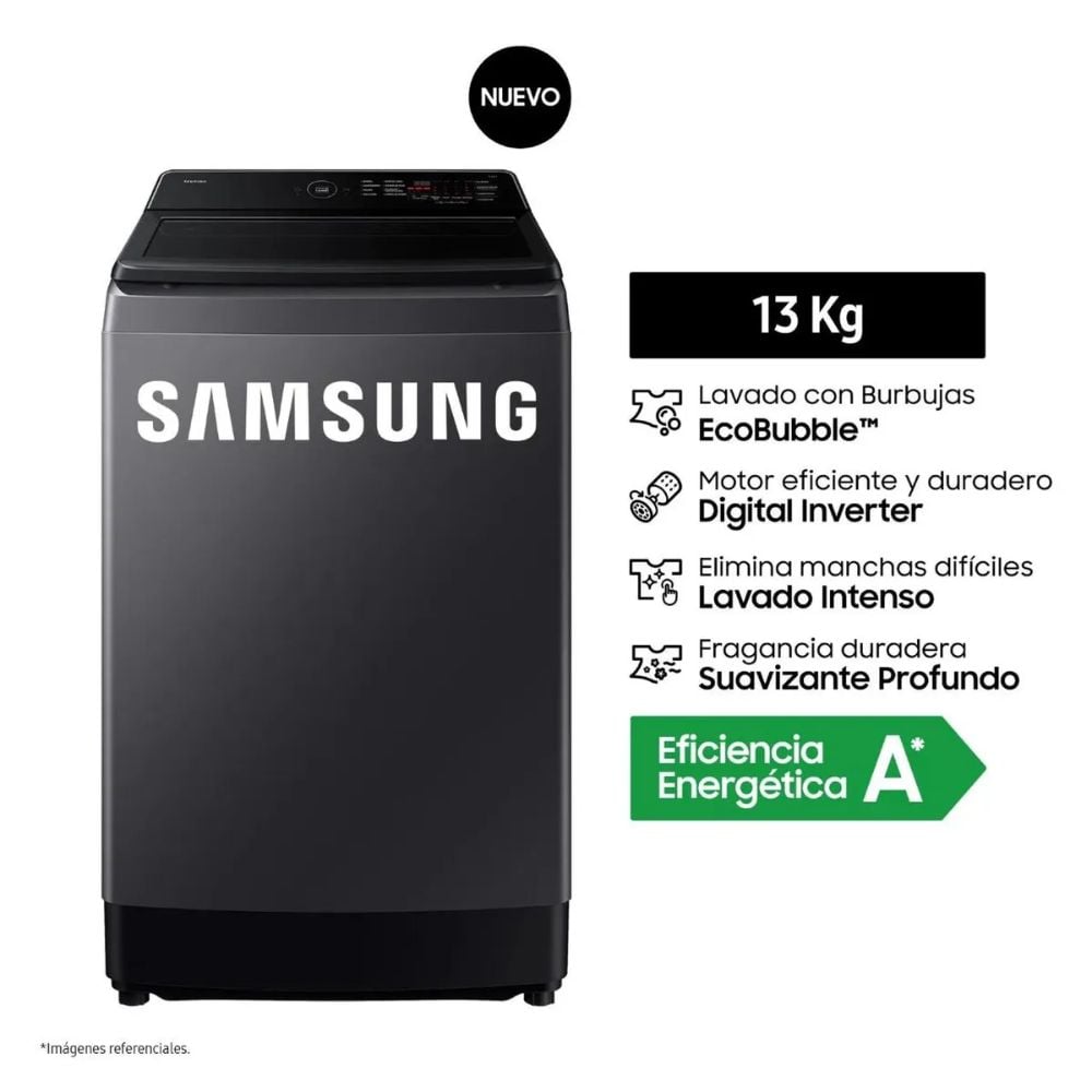 LAVADORA SAMSUNG ECOBUBBLE 13KG GRIS GRAFITO WA40F13E4CPE - 1