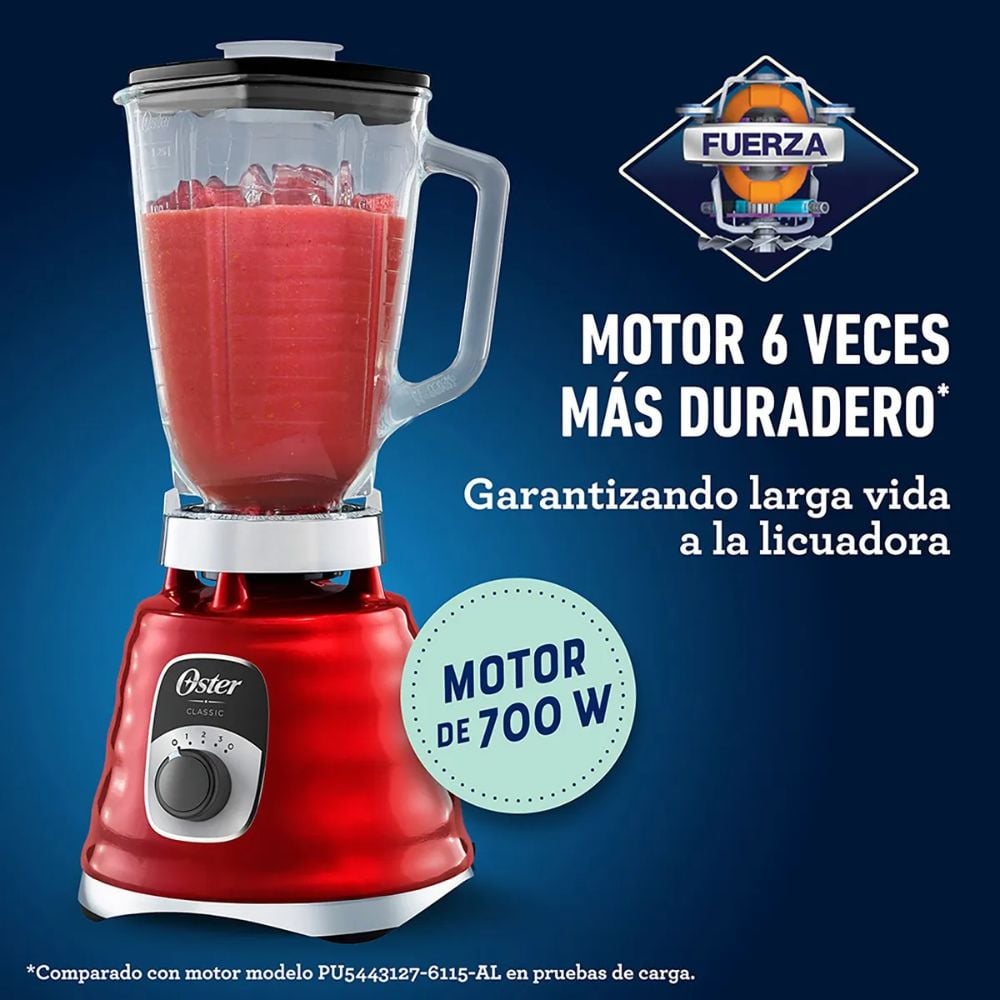 LICUADORA OSTER 3 VELOCIDADES 100W BLST4126R-053 1.25L ROJA - 4