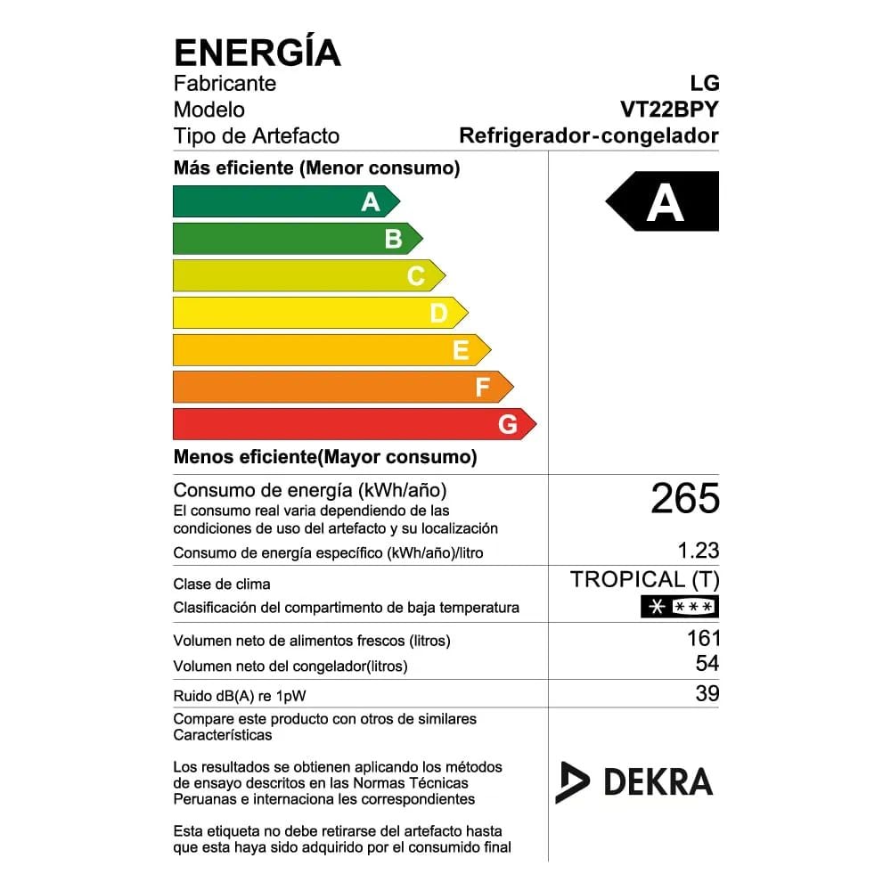 REFRIGERADORA LG 215LT COLOR PLATEADO MOD VT22BPY - 7
