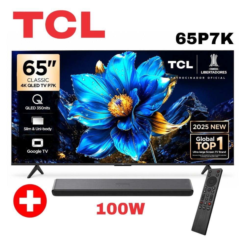 TELEVISOR QLED 4K UHD 65 P7K 65P7K TCL + SOUNDBAR TCL 100W - 1