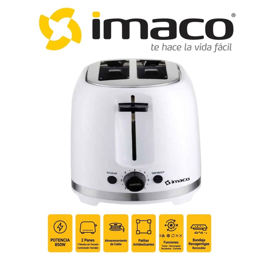 TOSTADORA IMACO 2 PANES COLOR BLANCO MOD IBT2085 - 1
