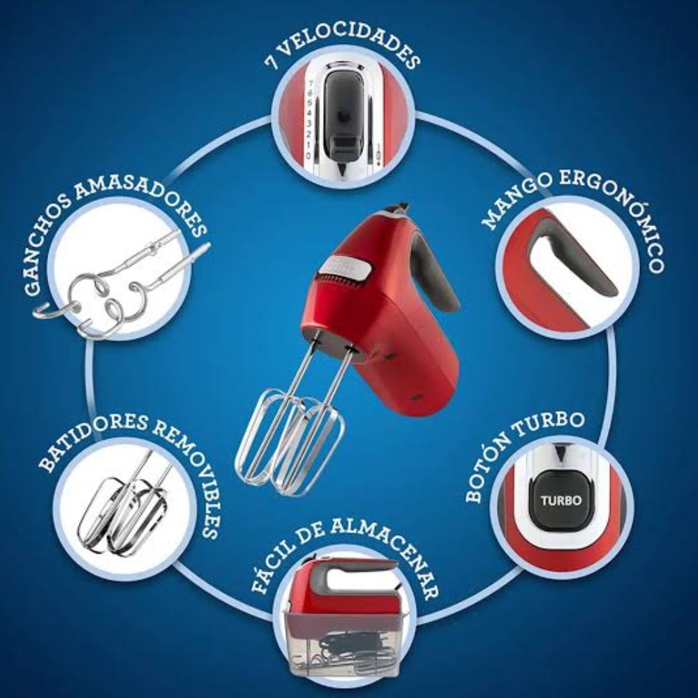 BATIDORA DE MANOS OSTER 320W COLOR ROJO MOD FPSTHM360R - 5