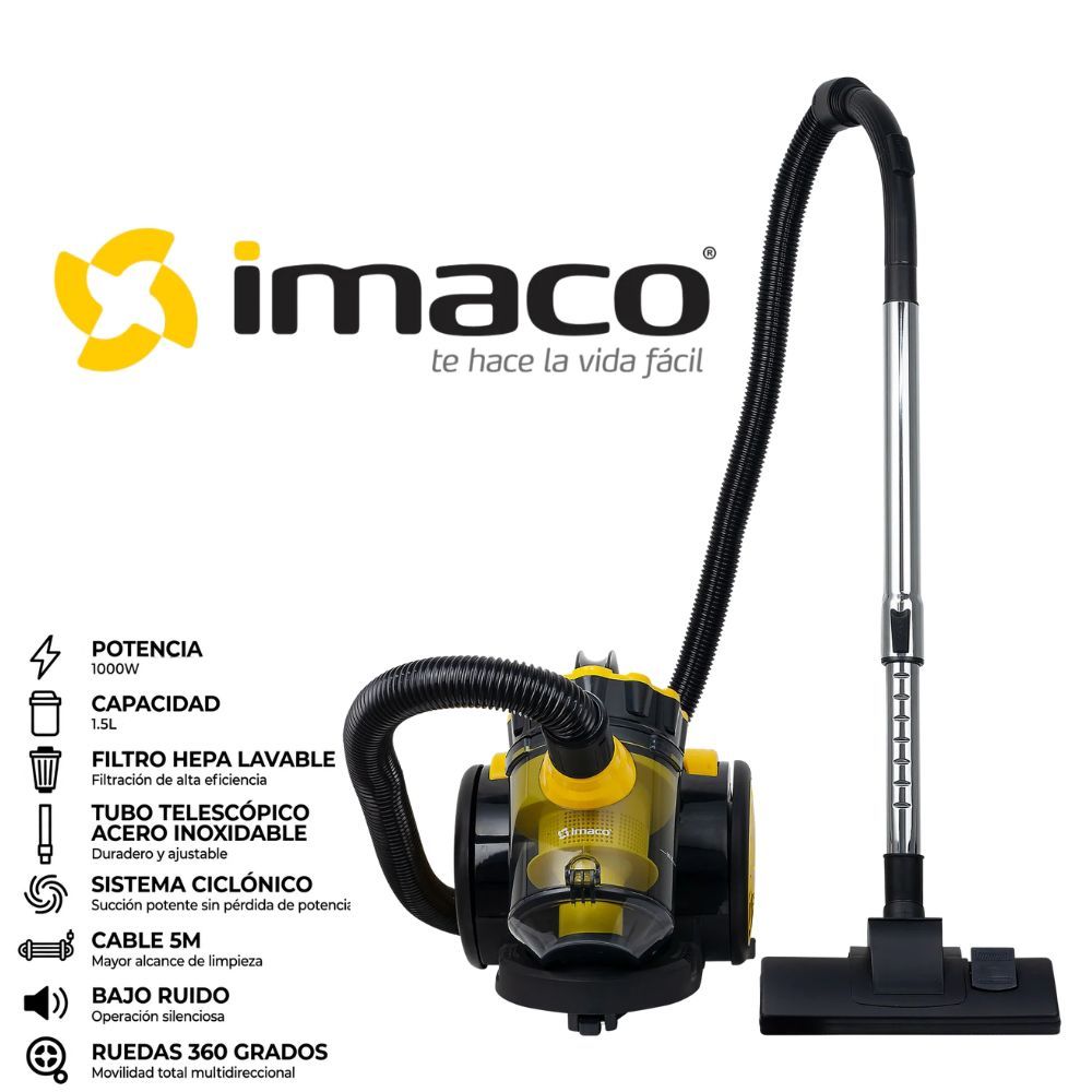 ASPIRADORA IMACO 1000W COLOR AMARILLO MOD IA1522 - 1