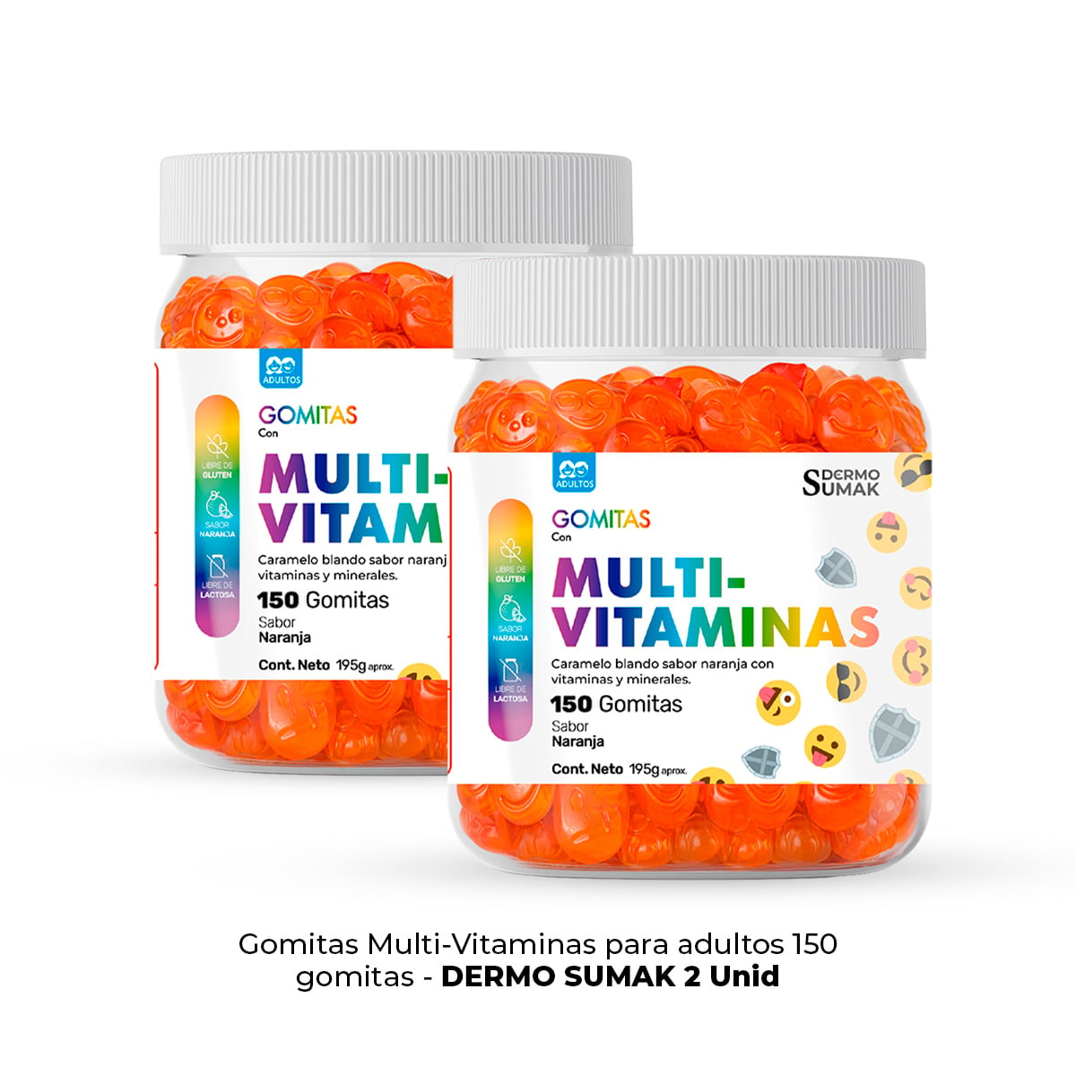 GOMITAS MULTIVITAMINAS PARA ADULTOS 150 GOMITAS - DERMO SUMAK X2 UNIDADES - 1
