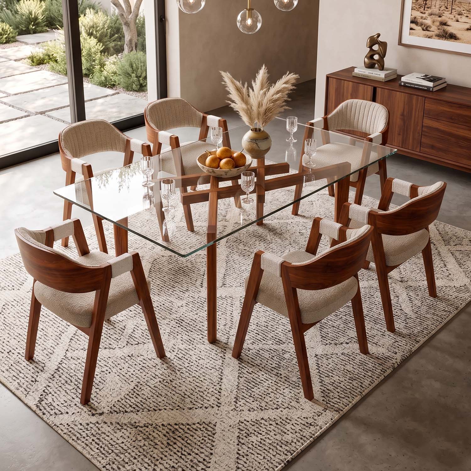 JUEGO DE COMEDOR KOA 6 SILLAS COLOR IVORY DE AMBIENTA HOME - 1