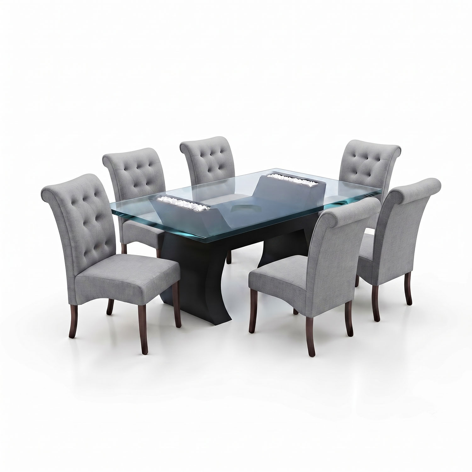 JUEGO DE COMEDOR ALI 6 SILLAS COLOR GRIS DE AMBIENTA HOME - 2