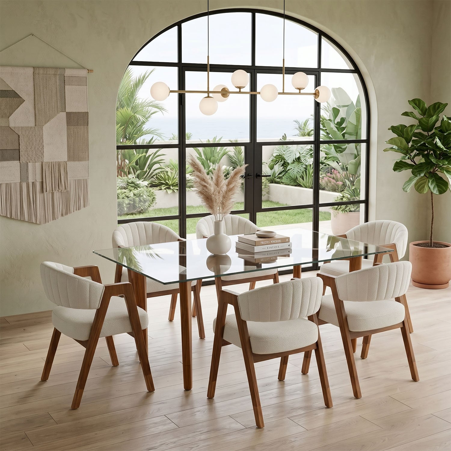 JUEGO DE COMEDOR NOA 6 SILLAS COLOR IVORY DE AMBIENTA HOME - 1