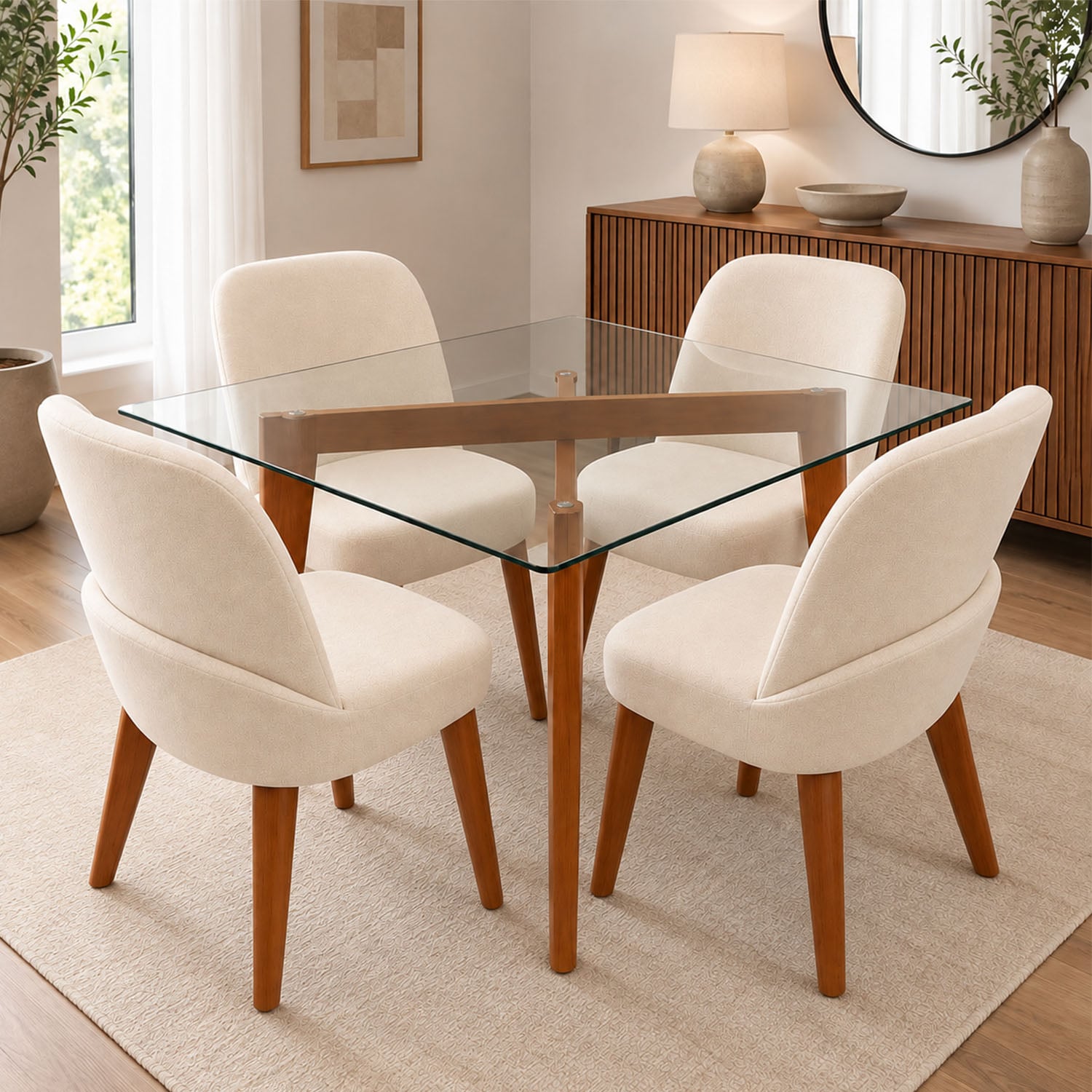 JUEGO DE COMEDOR ALIF 4 SILLAS DE AMBIENTA HOME - 1