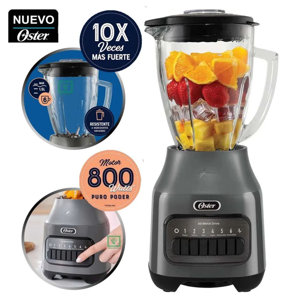 LICUADORA OSTER 1.5 LT 6 VELOCIDADES 800W BLSTPEG GPB-GRIS - 1