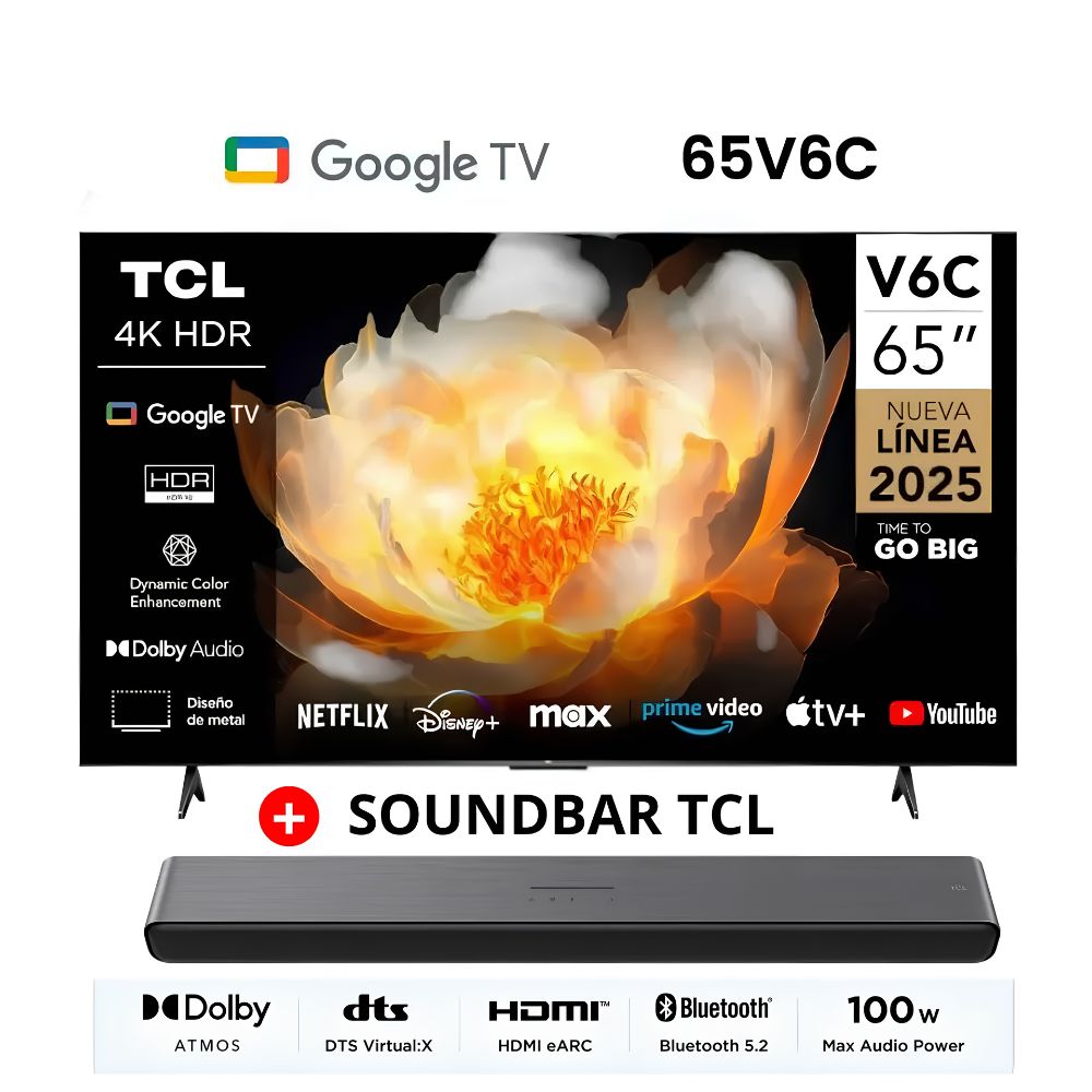 TELEVISOR TCL 65 UHD 4K SMART TV 65V6C + SOUNDBAR TCL - 1