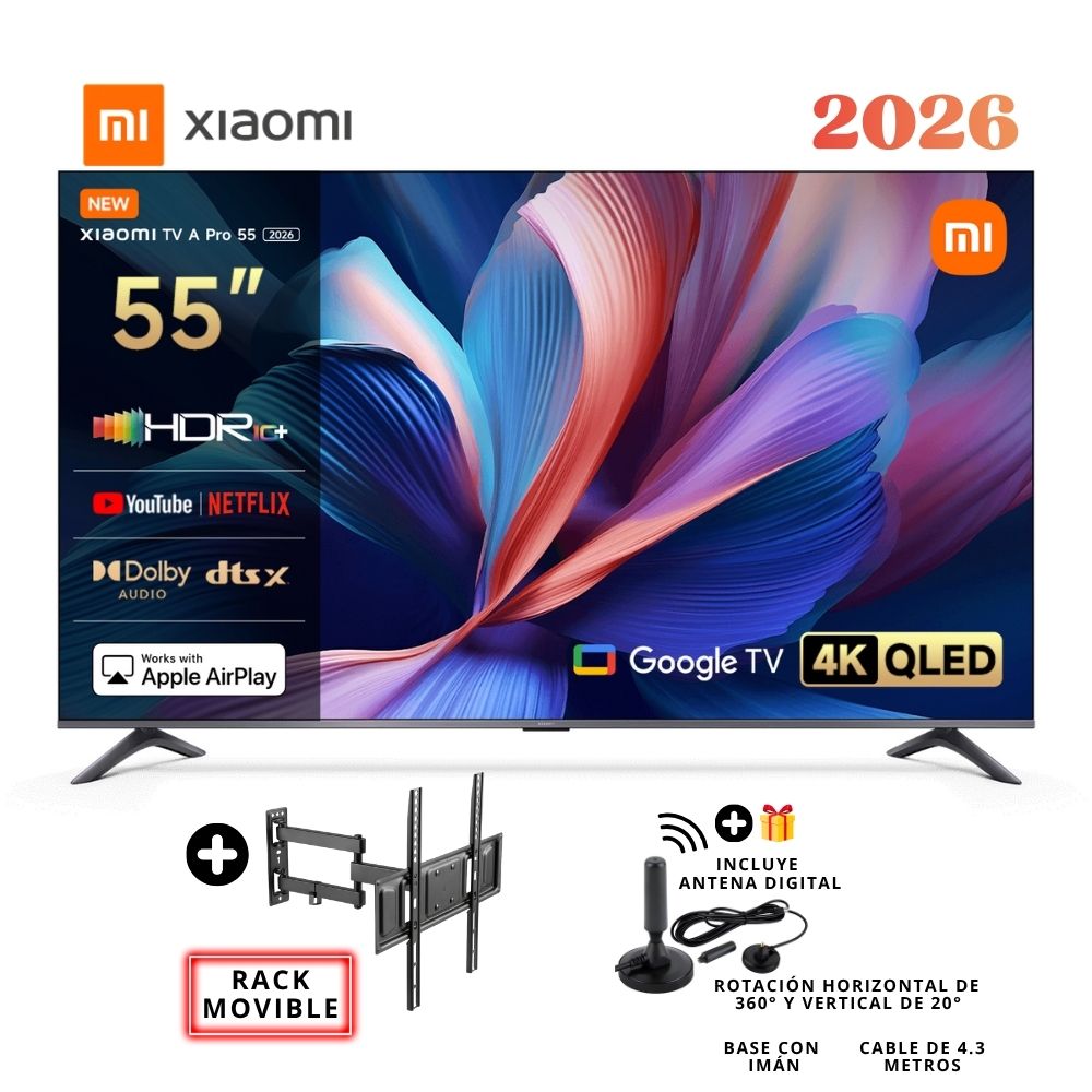 TELEVISOR XIAOMI QLED A PRO-55' UHD 4K GOOGLE TV L55MB-APPH (2026 )+ RACK MOVIBLE - 1