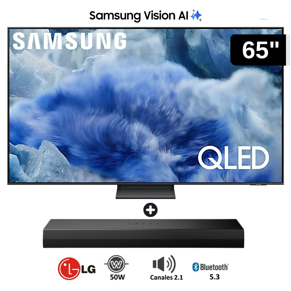 TELEVISOR SAMSUNG QLED 65' UHD 4K Q8F VISION AI SMART TV + SOUNDBAR LG - 1