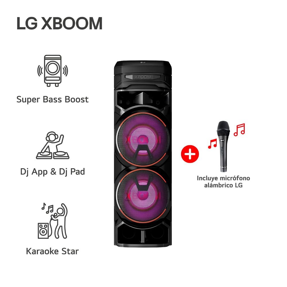 TORRE DE SONIDO LG XBOOM RNC9 MULTI-BLUETOOTH KARAOKE STAR + MICROFONO - 1