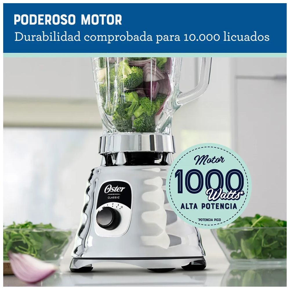 LICUADORA CLASICA OSTER DE 3 VELOCIDADES BLST4655 - CROMADA - 3