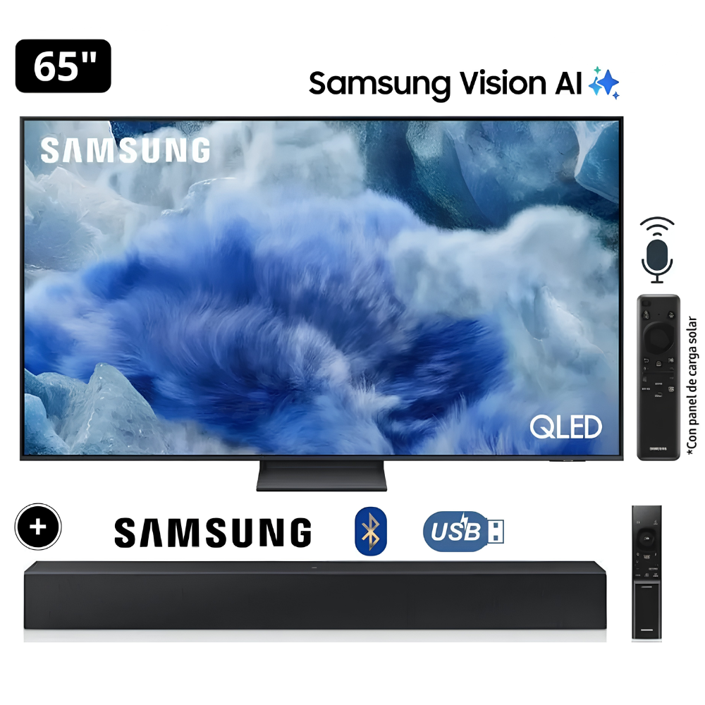 TELEVISOR SAMSUNG QLED 65' 4K UHD Q8F VISION AI SMART TV QN65Q8FAAGXPE + SOUNDBAR HW-B400 - 1