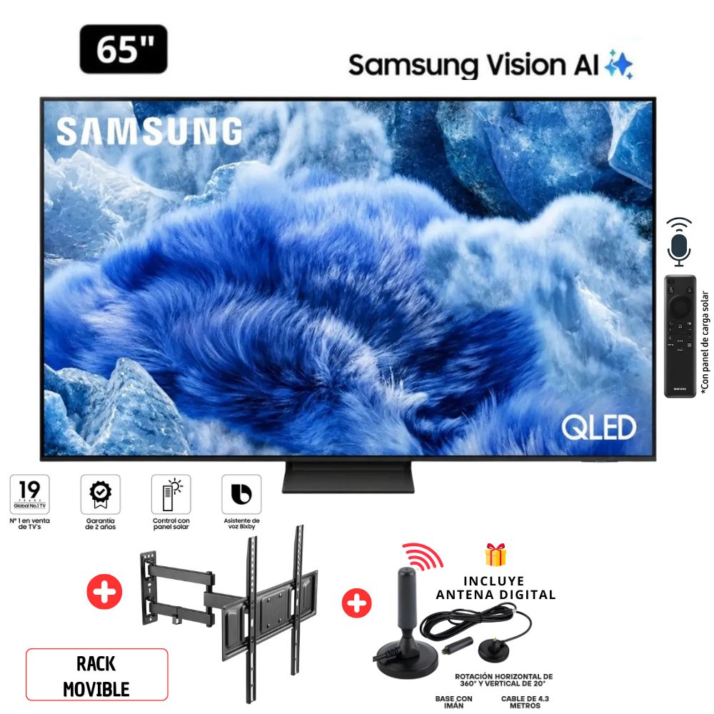 TELEVISOR SAMSUNG QLED 65 4K UHD Q8F VISION AI SMART TV QN65Q8FAAGXPE+ RACK MOVIBLE - 1